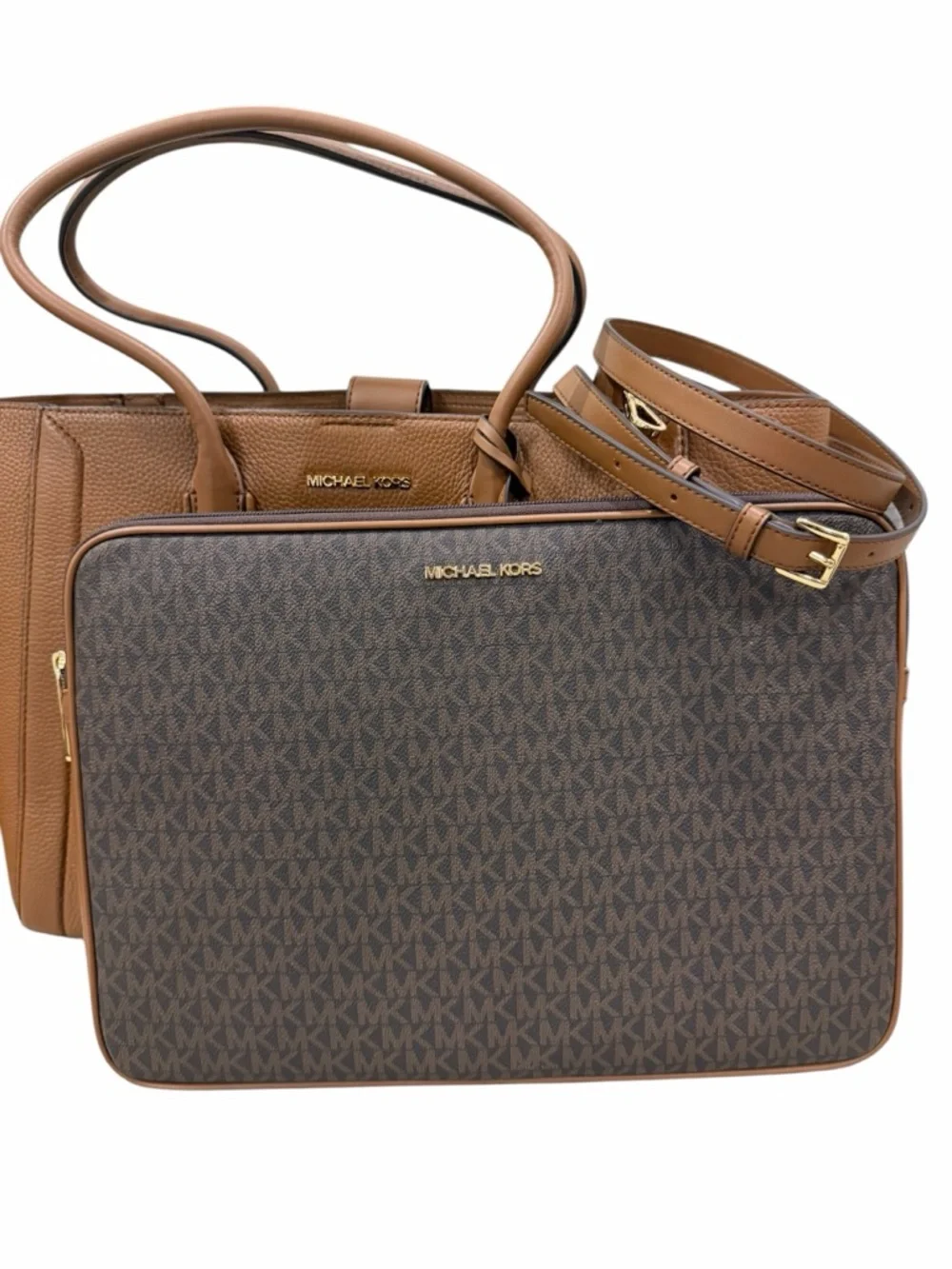 Michael Kors Large Leather Tote  with Strap + Pouch Set - Picture 3 of 16